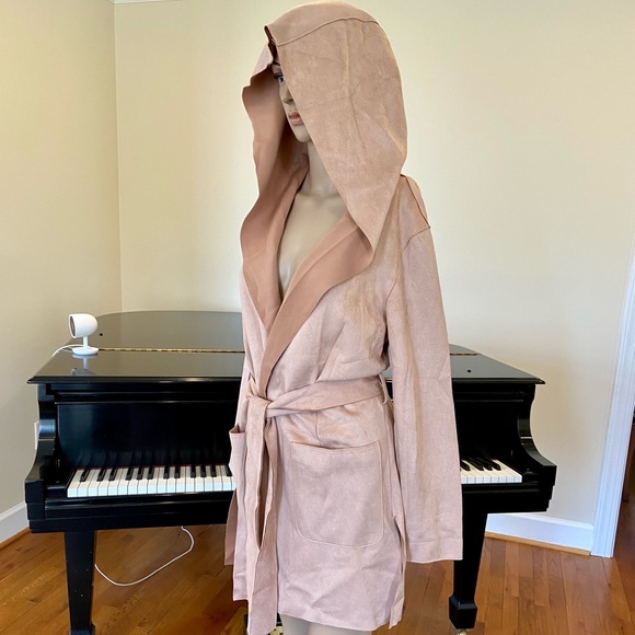 NWT faux suede Zara pink hooded coat - Picture 9 of 16